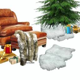 Shaggy White Faux Fur Sheepskin, Bear Skin Rug, Christmas Tree Skirt, Accent Throw Rug, Plush Shag, Handmade, Usa - thumbnail 2