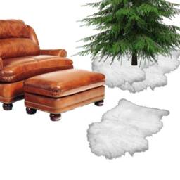 Shaggy White Faux Fur Sheepskin, Bear Skin Rug, Christmas Tree Skirt, Accent Throw Rug, Plush Shag, Handmade, Usa - thumbnail 3