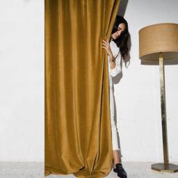 Pair Of Honey Yellow Velvet Curtains, Silky Living Room Custom Curtains