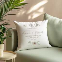 Silver 25Th Anniversary Personalised Cushion - Custom Gift For Couples - thumbnail 3