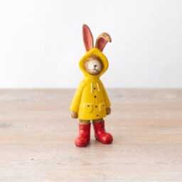 Poly Resin Rabbit Figurine Raincoat, Mushroom, Beach Themes - thumbnail 3