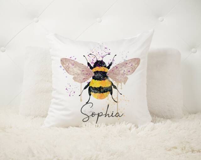 Personalised Bee Cushion , Scatter Bumble Pillow Lover Home Decor - Room Gift - image 1
