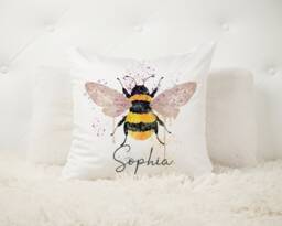 Personalised Bee Cushion , Scatter Bumble Pillow Lover Home Decor - Room Gift - thumbnail 1