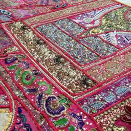 Elephant Tapestry Vintage Patchwork, Embroidered Bohemian Wall Hanging - 80x100 Inches - thumbnail 4