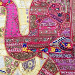 Elephant Tapestry Vintage Patchwork, Embroidered Bohemian Wall Hanging - 80x100 Inches - thumbnail 3