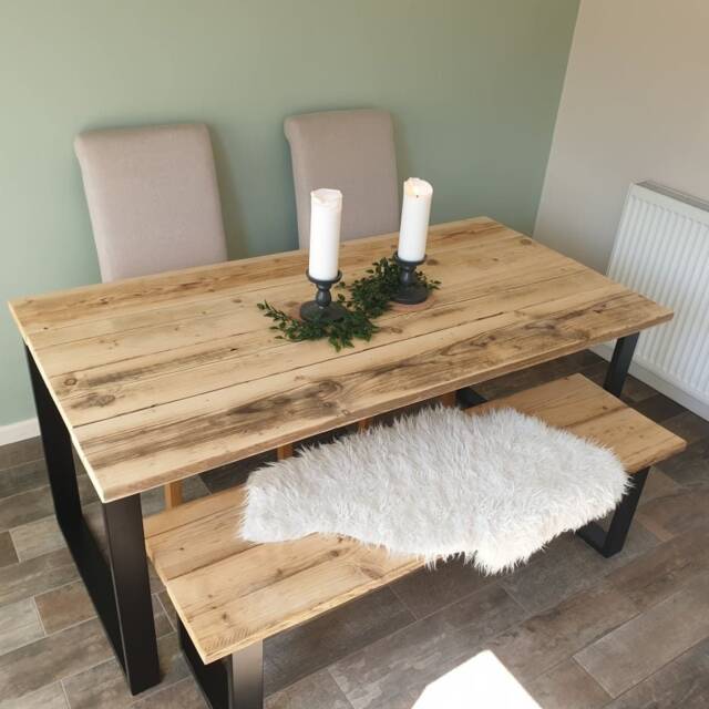 Rustic Dining Table - Reclaimed Wooden Indoor Bench - image 1