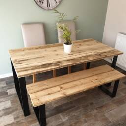Rustic Dining Table - Reclaimed Wooden Indoor Bench - thumbnail 3