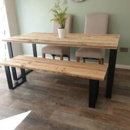 Rustic Dining Table - Reclaimed Wooden Indoor Bench - thumbnail 2
