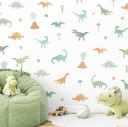 Dinosaur Wall Decals - Removable, Reusable Stickers Boy Nursery Decor, Kids Room Watercolor Art - thumbnail 1