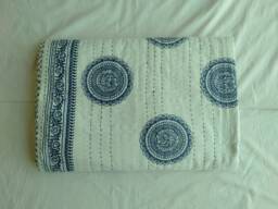 White Quilt, Kantha Bedcover, Bohemian Quilt, Queen Size Quilt, Kantha Quilt For Sale, Bedspread, Gifts Her - thumbnail 1