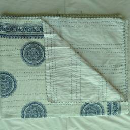 White Quilt, Kantha Bedcover, Bohemian Quilt, Queen Size Quilt, Kantha Quilt For Sale, Bedspread, Gifts Her - thumbnail 3