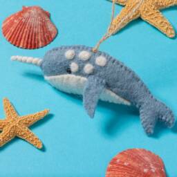 Handmade Felt Narwhal Ornament Christmas Ocean Decoration Whale Gift Unicorn Sea Eco Friendly Gorgeous Cute Fun - thumbnail 3