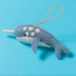 Handmade Felt Narwhal Ornament Christmas Ocean Decoration Whale Gift Unicorn Sea Eco Friendly Gorgeous Cute Fun - thumbnail 2