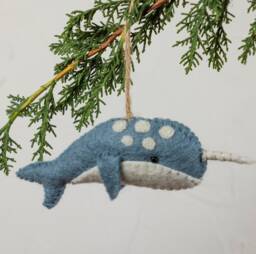 Handmade Felt Narwhal Ornament Christmas Ocean Decoration Whale Gift Unicorn Sea Eco Friendly Gorgeous Cute Fun