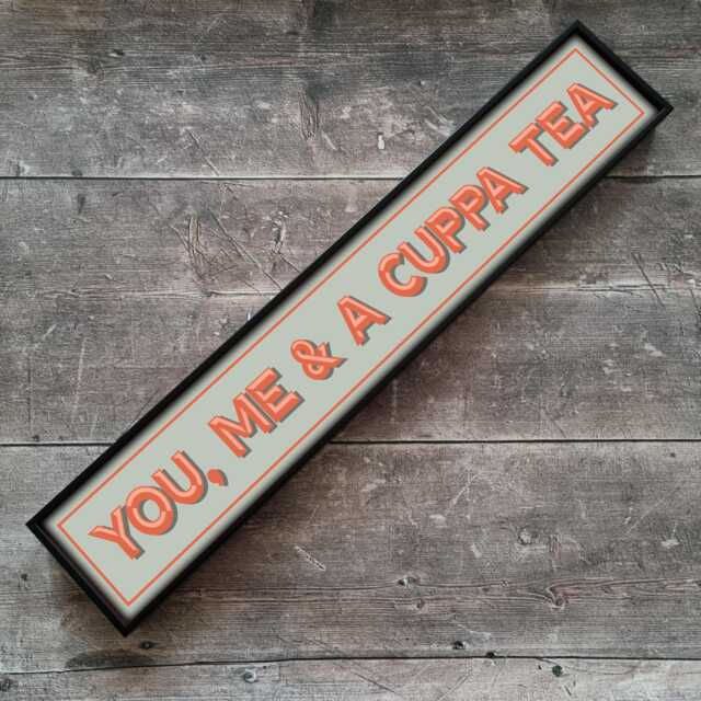 You, Me & A Cuppa Tea Framed Metal Print Retro Kitchen Wall Art - image 1