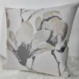 Designer Harlequin Lotus Fabric Floral Print Pillow Cover Moonstone Dove/Silver Cushion - thumbnail 2