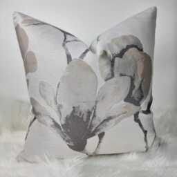 Designer Harlequin Lotus Fabric Floral Print Pillow Cover Moonstone Dove/Silver Cushion - thumbnail 3