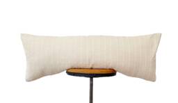 Chiangmai Cotton Lumbar Pillow Cover Cream Striped, Natural Denim Back - thumbnail 1