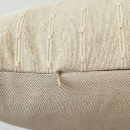 Chiangmai Cotton Lumbar Pillow Cover Cream Striped, Natural Denim Back - thumbnail 3