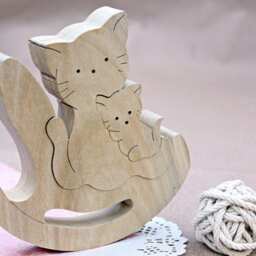 Cats Family, Wooden Cats, Toys, Puzzle Toys Game, Montessori Toy Baby, Baby Toy, Christmas Eco Gift, Handmade - thumbnail 4