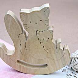 Cats Family, Wooden Cats, Toys, Puzzle Toys Game, Montessori Toy Baby, Baby Toy, Christmas Eco Gift, Handmade - thumbnail 3