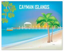 Cayman Islands Print, Wall Art, Travel Poster Loose Petals - Style E8-O-Cay - thumbnail 1