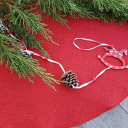 Red Christmas Burlap Tree Skirt Rustic Decor Country - thumbnail 3