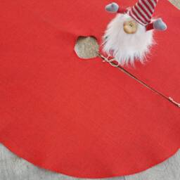 Red Christmas Burlap Tree Skirt Rustic Decor Country - thumbnail 2