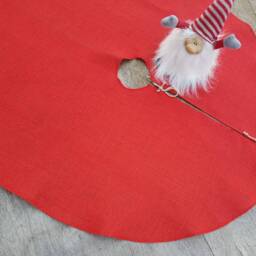 Red Christmas Burlap Tree Skirt Rustic Decor Country - thumbnail 4