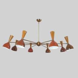 Mid Century Modern Sputnik Chandelier, Blue & White, Italian Style Lighting - thumbnail 3