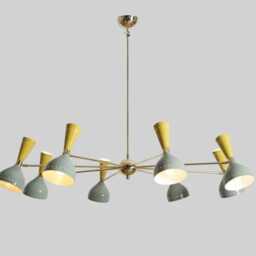 Mid Century Modern Sputnik Chandelier, Blue & White, Italian Style Lighting - thumbnail 2