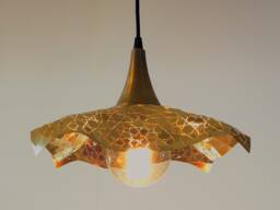 Geometric Ceiling Light, Metal Lace, Origami Latticework Hanging Chandelier, Burnt Orange