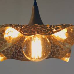 Geometric Ceiling Light, Metal Lace, Origami Latticework Hanging Chandelier, Burnt Orange - thumbnail 2