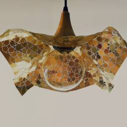 Geometric Ceiling Light, Metal Lace, Origami Latticework Hanging Chandelier, Burnt Orange - thumbnail 3