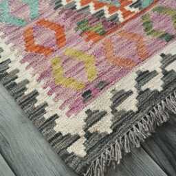 Kilim Rug Multicolour, Handmade Artisan Afghan Turkish Persian Rug, Navajo Moroccan Bohemian Flatweave, Natural Wool Dhurrie 123x82 cm - thumbnail 3