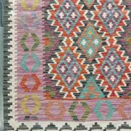 Kilim Rug Multicolour, Handmade Artisan Afghan Turkish Persian Rug, Navajo Moroccan Bohemian Flatweave, Natural Wool Dhurrie 123x82 cm - thumbnail 2