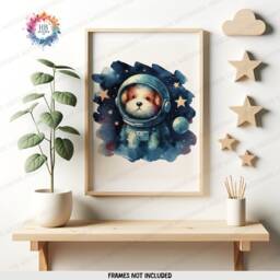 Dog Nursery Space Decor - Set Of 3 Watercolour Prints - Boys Bedroom Artwork Girls Wall Art Baby Animals Kids Room Posters - thumbnail 3