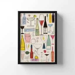 Cin Cin Art Print, Retro Wall Art, Kitchen Bar Drink Poster, Home Accessories, Gift For Cocktail Lover Aesthetic Decor - thumbnail 3