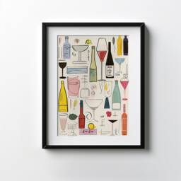 Cin Cin Art Print, Retro Wall Art, Kitchen Bar Drink Poster, Home Accessories, Gift For Cocktail Lover Aesthetic Decor - thumbnail 2