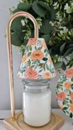 Beautiful Decoupaged Electric Peach Floral Candle Warmer Lamp. Table Lamp.wax Melter.flameless.hand Decorated