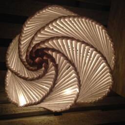 Large Handwoven Shell Paper Lantern, Wedding Centerpiece, Nightlight - thumbnail 2