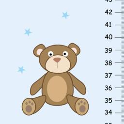 Personalized Teddy Bear in Powder Blue With Stars Growth Chart Nursery & Kids Wall Art - thumbnail 1