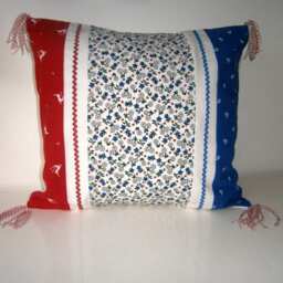 Decorative Cushion Cover, Blue White Red, in Traditional Austrian Fabrics - thumbnail 2