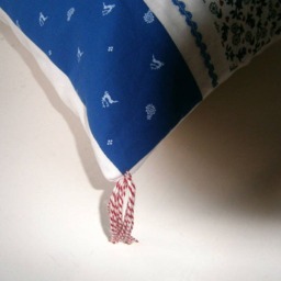 Decorative Cushion Cover, Blue White Red, in Traditional Austrian Fabrics - thumbnail 4