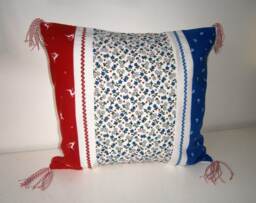 Decorative Cushion Cover, Blue White Red, in Traditional Austrian Fabrics - thumbnail 1