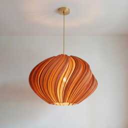 Luxury Burnt Amber Seashell Pendant Light With Brass Ceiling Cable Kit - Large Modern Lampshade, Bespoke Designer Lighting - thumbnail 1