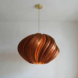 Luxury Burnt Amber Seashell Pendant Light With Brass Ceiling Cable Kit - Large Modern Lampshade, Bespoke Designer Lighting - thumbnail 2