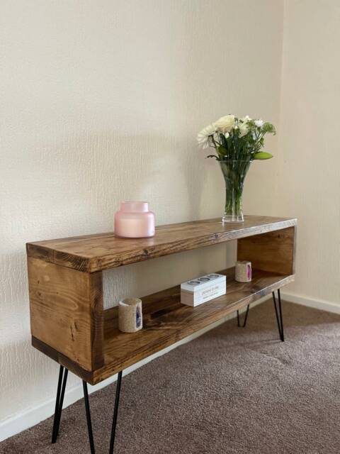 Tv Unit, Industrial Hairpin Legs, Cabinet, Chunky Wood, Rustic Handmade Furniture - image 1