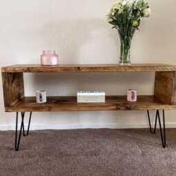 Tv Unit, Industrial Hairpin Legs, Cabinet, Chunky Wood, Rustic Handmade Furniture - thumbnail 4