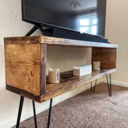 Tv Unit, Industrial Hairpin Legs, Cabinet, Chunky Wood, Rustic Handmade Furniture - thumbnail 3
